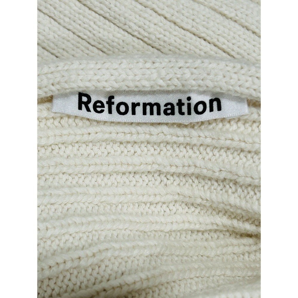 Reformation Ribbed Crop Sweater M 100% Organic Cotton Cream Long Sleeve - Picture 5 of 7